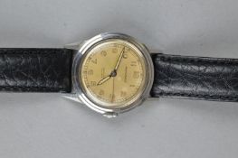 A GENTS MOVADO STAINLESS STEEL WRISTWATCH, circa 1940's/1950's, James Carr, Aberdeen stamped to