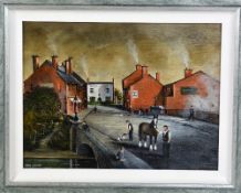 KEN WOOD 'BLACK COUNTRY VILLAGE (FROM BRIDGE)',an original oil painting on board, mounted and