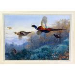 AFTER ARCHIBALD THORBURN 1860-1935, 'PHEASANTS IN FLIGHT', a limited edition print 32/195 with