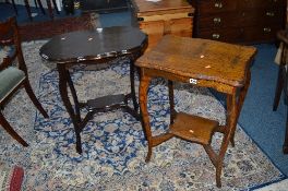 TWO OAK OCCASIONAL TABLES, with undertiers (2)