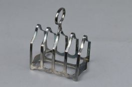 A GEORGE V SILVER TOAST RACK OF OGEE FORM, James Dixon & Sons, Sheffield 1918, approximate gross