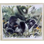 AFTER WOLFGANG WEBER, 'MOUNTAIN GORILLAS', a limited edition print 313/650, signed and numbered in