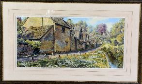 GRAHAM CARVER, 'SUMMER TRANQUILITY, BILBURY, COTSWOLD', an original watercolour painting signed by