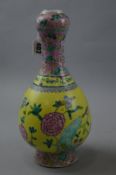 A CHINESE VASE, famille jaune/rose decoration, height approximately 30.5cm