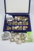 A COIN CASE OF MIXED COINS, together with 10 Victorian Crowns, Double Florin, old copper coins,