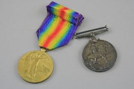 A BRITISH WAR AND VICTORY MEDAL, pair, correctly named to 57891 PTE. C. B. Scothern,