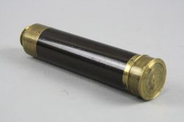 A WOODEN AND BRASS 4 EXTENSION HAND HELD TELESCOPE, no makers marks found, with original lens
