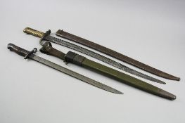 A US MILITARY ISSUE 1917 PATTERN RIFLE BAYONET, by Remington, complete with scabbard and leather
