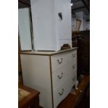 A CREAM DRESSING CHEST, a bedside and a coffee table (3)