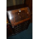 A MODERN MAHOGANY BUREAU, hi-fi cabinet and telephone seat (3)