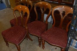 A SET OF FOUR VICTORIAN MAHOGANY DINING CHAIRS