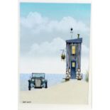 GARY WALTON, 'THE BEACH HOUSE', an original painting signed by the artist in pen, mounted and