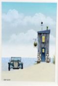 GARY WALTON, 'THE BEACH HOUSE', an original painting signed by the artist in pen, mounted and