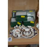 MASON'S 'MANDALAY' MINIATURE BACHELOR'S TEASET ON TRAY, with five boxes