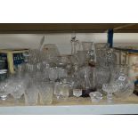 VARIOUS CUT/PRESSED GLASSWARES ETC, to include vases, decanter, glasses etc