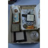 A BOX OF MISCELLANEOUS, including a scent bottle