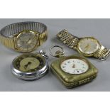 TWO WRISTWATCHES, Helvetia and Avia, together with two pocket watches (4)
