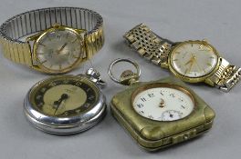 TWO WRISTWATCHES, Helvetia and Avia, together with two pocket watches (4)