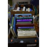 TWO BOXES OF BOOKS RELATING TO COIN COLLECTING ETC