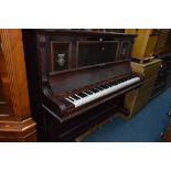 A MAHOGANY CHALLEN AND SONS, LONDON, upright piano