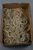 A BOX OF MIXED PEARL NECKLACES