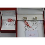 A BOXED BACCARET SILVER EARRING SET, together with a boxed Baccaret glass ring (2)