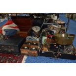 A QUANTITY OF SUNDRY ITEMS, to include lawn green bowls, typewriter, Union Jack flag, golf clubs,