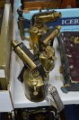 THREE BRASS BLOW LAMPS, to include Primus, Sievert etc