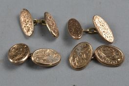 TWO PAIRS OF EDWARDIAN 9CT CUFFLINKS, approximate weight 7 grams