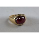 A 9CT DRESS RING SET, with a cabochon, ring size L, approximate weight 3.9 grams