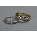 TWO 9CT DIAMOND HALF ETERNITY RINGS, ring sizes L, M, approximate weight 5.3 grams