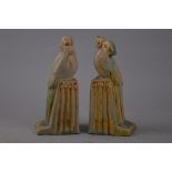 A PAIR BOURNE DENBY DANESBY WARE ART DECO BOOK ENDS, modelled as Love Birds, height approx 20cm (