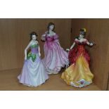 THREE ROYAL DOULTON FIGURES OF THE YEAR, 'Belle' 1996 HN3703, 'Jessica' 1997 HN3850 and 'Lauren'