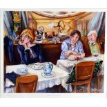 MATTIN-LAURENT PARTARRIEU, 'ARTISTS AT LA COUPOLE', a limited edition giclee print 44/95, signed,