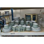 DENBY REGENCY GREEN DINNERWARES ETC, to include teapot, mugs, plates, bowls, egg cups, butter dishes