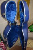 A HISCOX LITEFLIGHT BLUE CELLO CASE, with an odd bow marked P & H, London