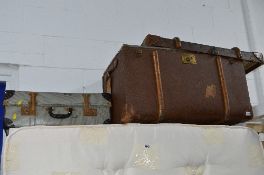 A VINTAGE TRAVELLING TRUNK, and a suitcase (2)