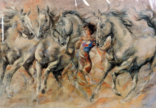 GARY BENFIELD 'THE HORSE WHISPER', an artist proof 79/175, signed, titled and numbered in pen,