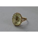 A LATE 20TH CENTURY 9CT GOLD LARGE SINGLE STONE CITRINE RING, citrine measuring approximately 16mm x