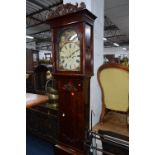 A VICTORIAN MAHOGANY LONGCASE CLOCK, 8 day movement, signed A Johnstone, Kilwinning, Roman numerals,