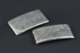 TWO SILVER CURVED CARD CASES, Birmingham 1903 and 1912, approximate weight 73.5 grams