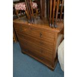 AN OAK CHEST, of two short and three long drawers, approximate size width 107cm x depth 50cm x