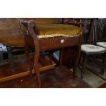 AN EDWARDIAN PIANO STOOL, a Victorian swivel piano stool, two spindle back chairs, a coal bucket and