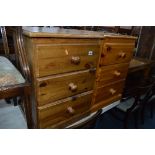 TWO PINE THREE DRAWER BEDSIDE CABINETS