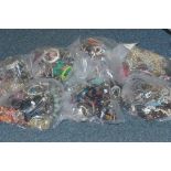SEVEN BAGS OF COSTUME JEWELLERY (7)