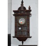 A MAHOGANY WALL CLOCK, and a brass folding firescreen (2)