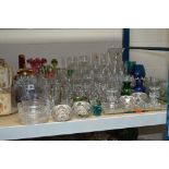 VARIOUS CUT/COLOURED/ETCHED GLASSWARES, to include Mdina, Caithness etc