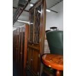 AN OAK CORNER CUPBOARD, and a modern circular occasional table (2)