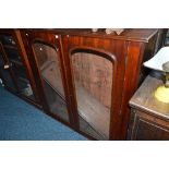 A VICTORIAN MAHOGANY GLAZED TWO DOOR BOOKCASE TOP, approximate size width 130cm x height 121cm x