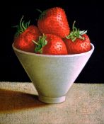 SUSAN SMITH, 'BOWL OF STRAWBERRIES', a print from a proof run of five, unsigned, unframed, 35cm x